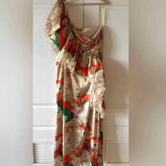 Anthropologie Ruffled One-Shoulder Floral Dress - Picture 4 of 7